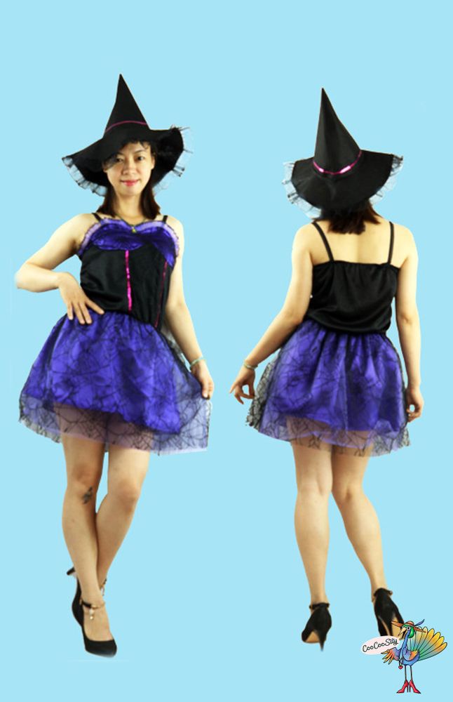 костюм Ведьмочка фиолетовая, р-р XL, рост 130-150 (платье, шляпа)