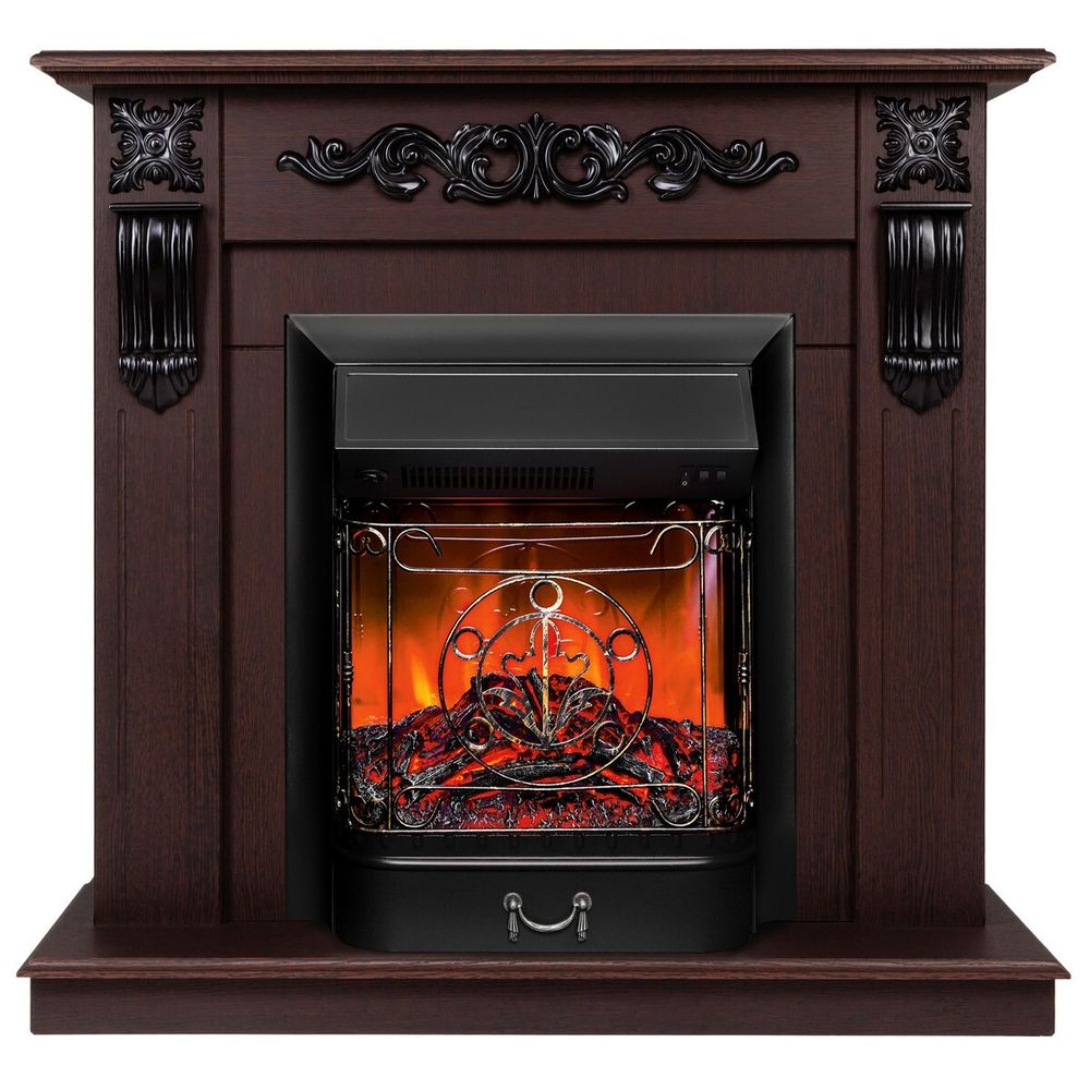 Электрокамин RealFlame Dominica DN орех с очагом Majestic Lux Black