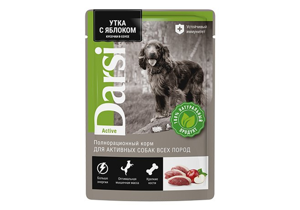 DARSI пауч для активных собак всех пород утка с яблоком
