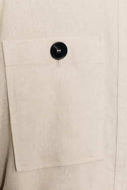 ZARA КУРТКА-САФАРИ ИЗ ЛЬНА С РЕМНЕМ, СВЕТЛО-БЕЖЕВЫЙ