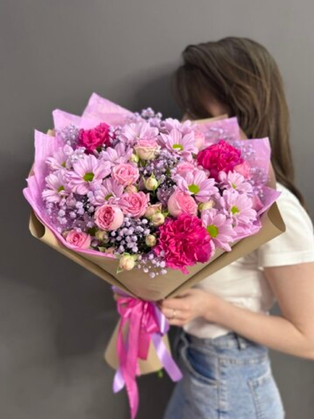 Авторский букет в розовой гамме