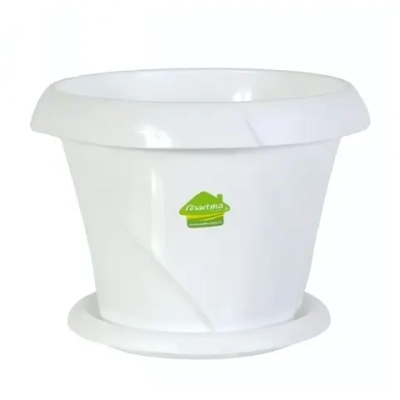 Кашпо для цветов пластиковое 1,4л d-17см «Флориана» с поддоном белый С385БEЛ