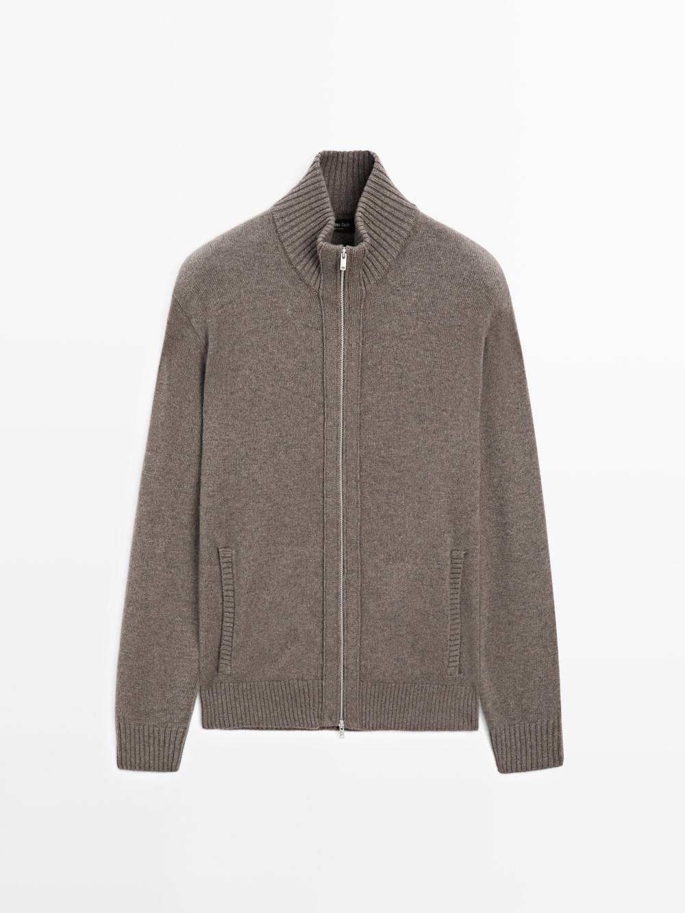 Massimo Dutti Кардиган из смесовой шерсти на молнии, хаки