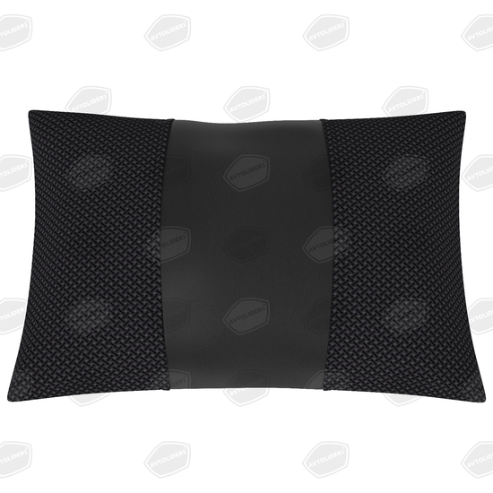 Автомобильная подушка под шею или поясницу комбинированная из жаккарда и экокожи (прямоугольная на резинке)