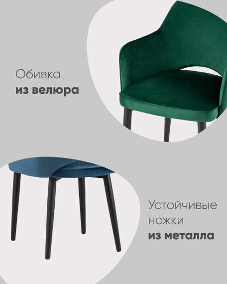 Стул Венера велюр серый ножки белые