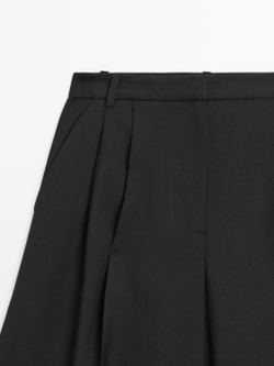 Massimo Dutti Длинные бермуды из 100% шерсти, черный