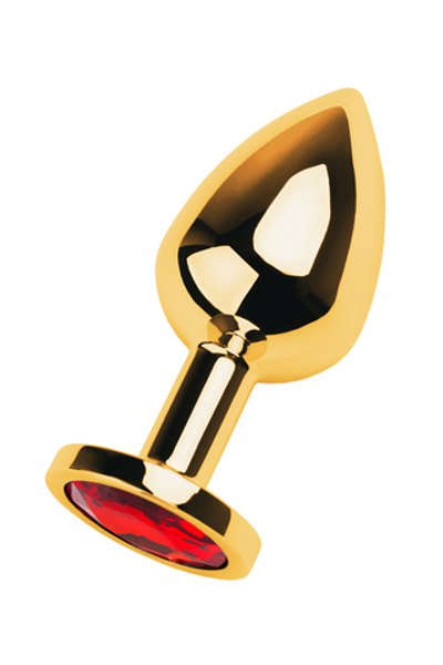Анальная втулка с кристаллом Medium Gold красный 8 см