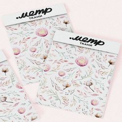 Ткань футер 2-х нитка ботанический рисунок