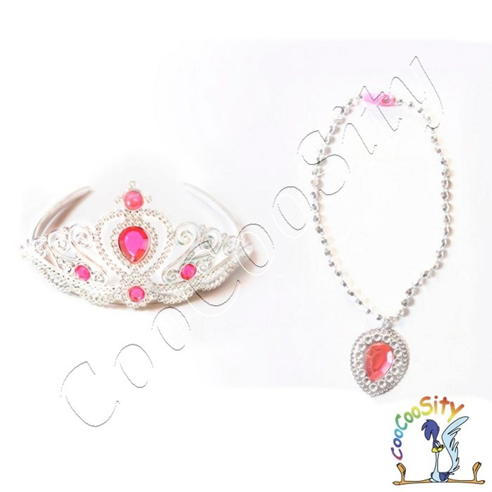 детский карнавальный набор диадема и ожерелье, розовый, пластик
