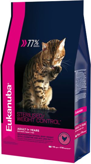 Корм для взрослых кошек, Eukanuba Cat ADULT STERILIZED WC, с избыточным весом и стерилизованных