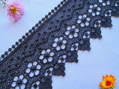 Кружево плетеное, ш. 7,8 см, тёмно-синий