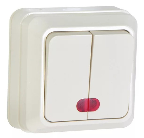 Выключатель двухклав с индикаторомГЕРМЕС