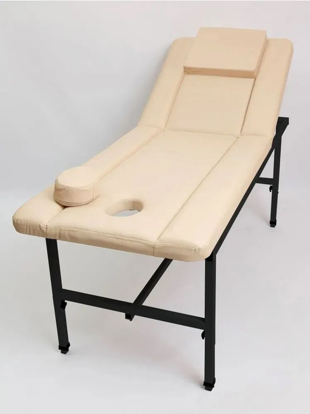 Массажный стол стационарный с прошивкой Massagecomplekt, с регулировкой высоты и вырезом для лица, 190*70, черный