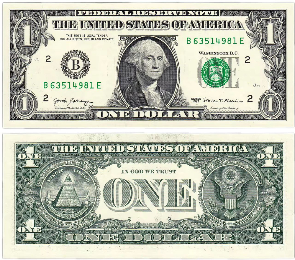 США 1 доллар 2017 Нью-Йорк aUNC