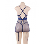 Сексуальное синее белье с подвязками и стрингами (размер XS-S)