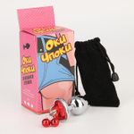 Серебристая анальная пробка с колокольчиками и красным кристаллом-сердцем - 7 см. (Цвет: серебристый)