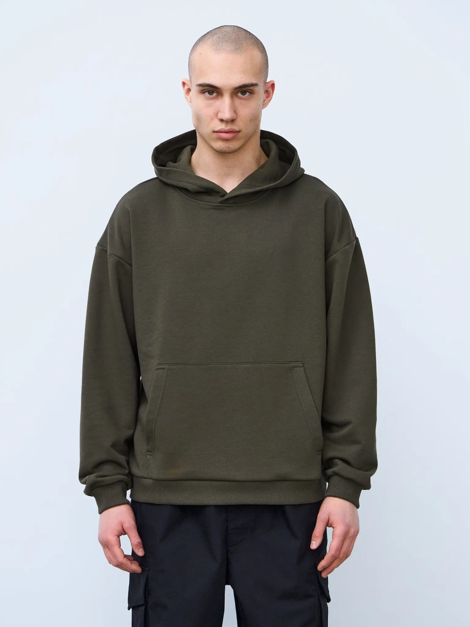 Худи оверсайз без начеса (хаки)