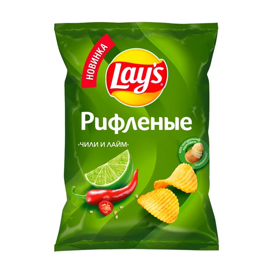 Чипсы Lays 105 гр Чили/Лайм рифленные (20)