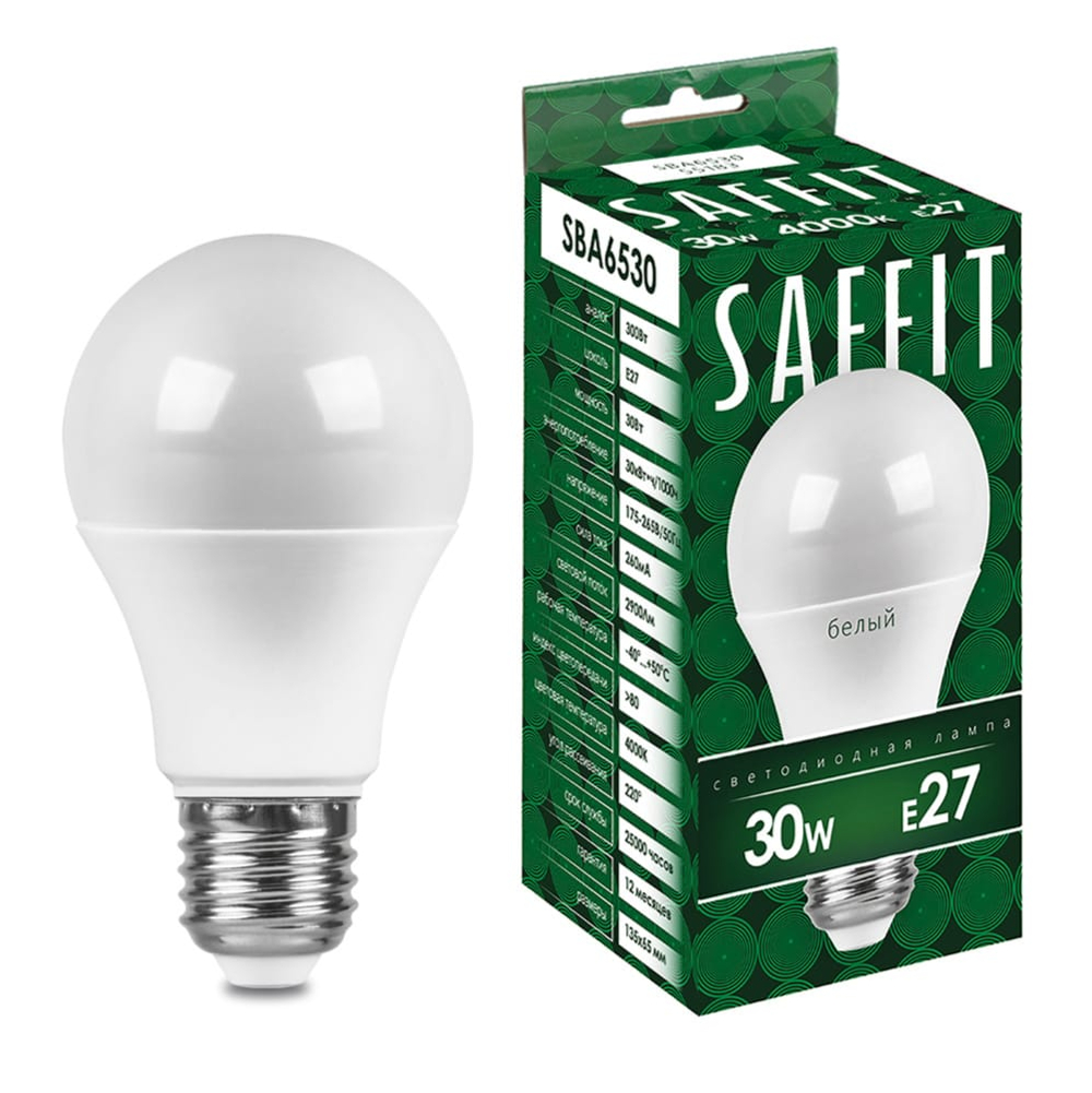 Лампа светодиодная LED SAFFIT груша SBА6530 30W Е27 А65 4000K 2900Лм