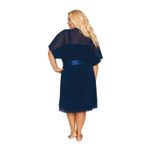 Пеньюар с короткими рукавами и атласным поясом (Размер: L) (Цвет: черный)