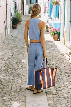 ZARA БРЮКИ С ШИРОКИМИ ШТАНИНАМИ И ЗАЩИПАМИ ИЗ СМЕСОВОГО ЛЬНА, ГОЛУБОЙ