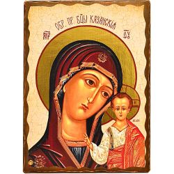 Казанская икона Божьей Матери на дереве под старину с мощевиком. 30 х 42 см.