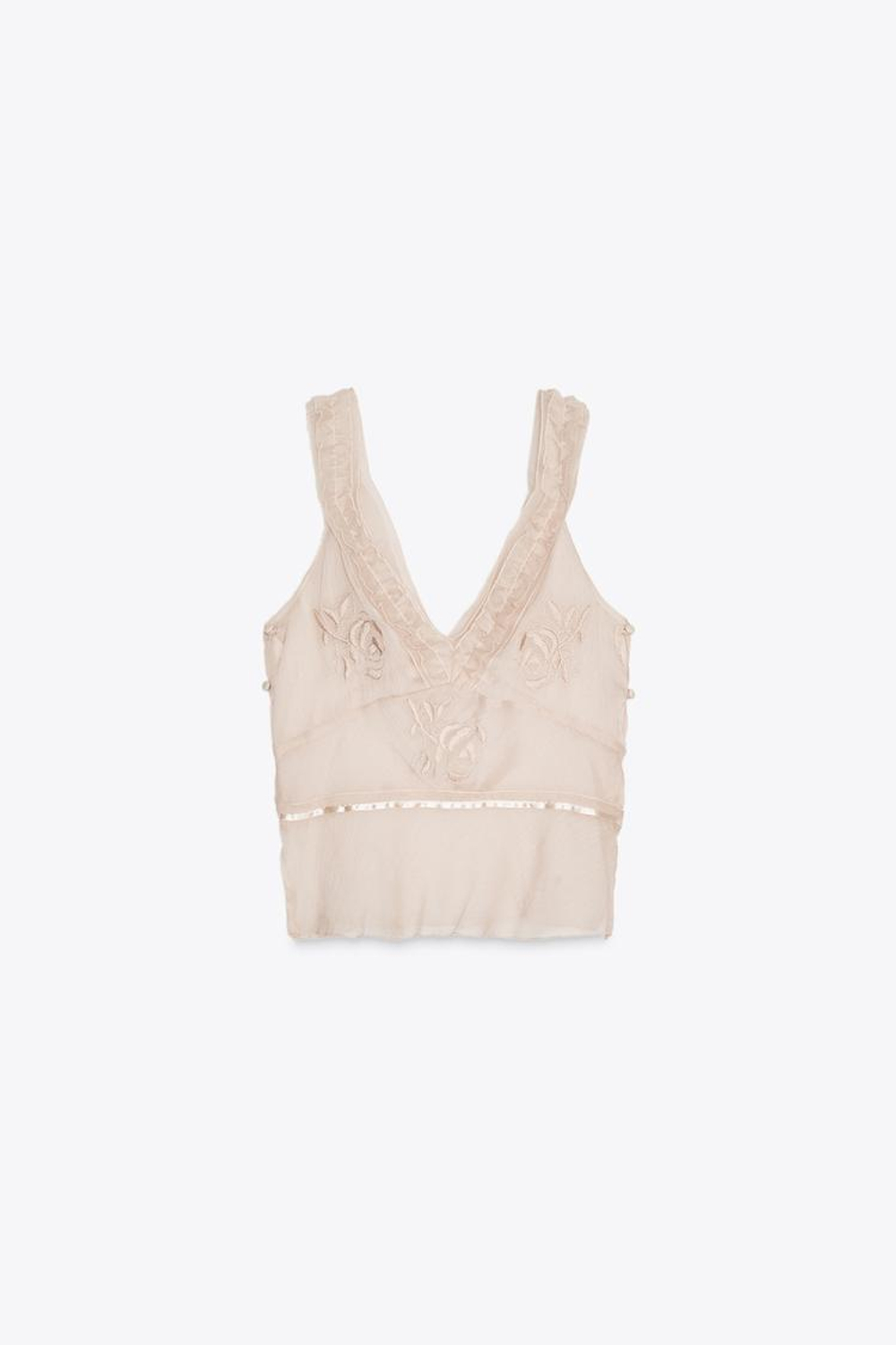 ZARA ТОП В БЕЛЬЕВОМ СТИЛЕ С ПУГОВИЦАМИ, ЦВЕТ РОЗОВОГО МЕЛА