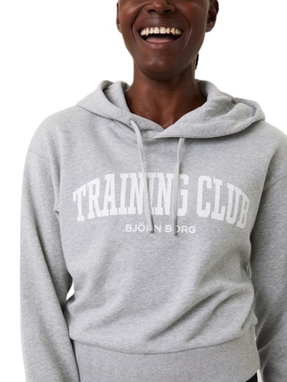 Женская Кофта теннисная Björn Borg Stockholm Crop Hoodie - light grey melange