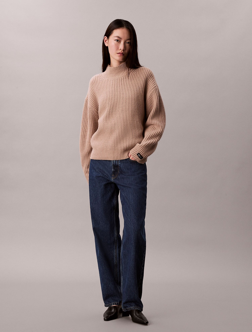 Свитер Calvin Klein Rib Chunky Relaxed Turtleneck Sweater Guilford Neutral