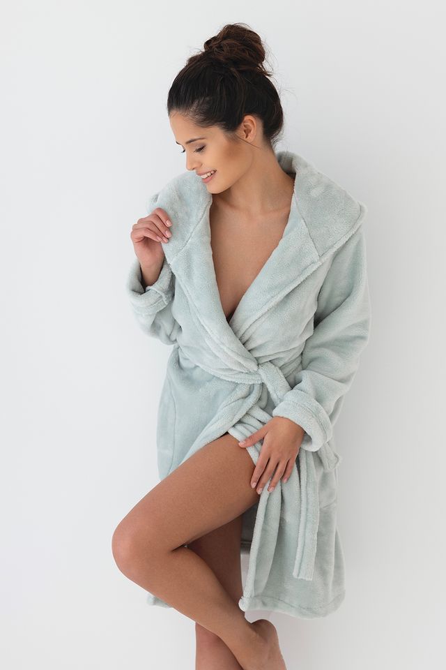 Бирюзовый теплый халат Garden