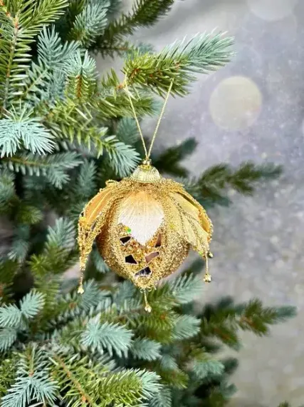 Винтажный шар Царская ягода 13 см., шампань, 1 шт., Christmas DeLuxe (86531)