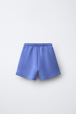 ZARA ШОРТЫ INTERLOCK С НАШИВКОЙ, СИНЕВАТЫЙ