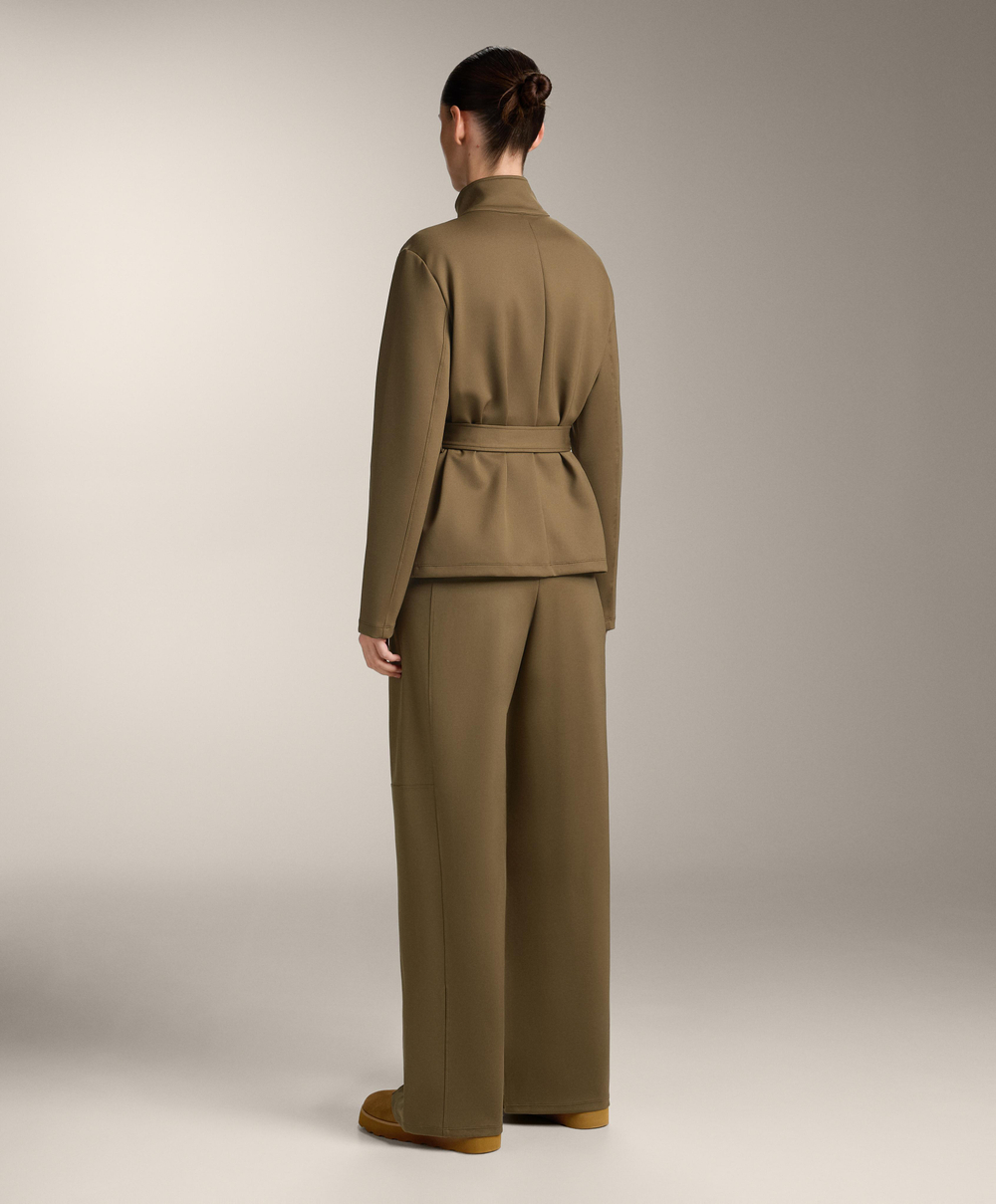 OYSHO Брюки прямого кроя с высокой посадкой и эффектом неопрена, оливково-зеленый