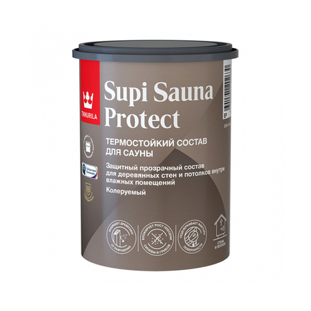 Защитный состав для саун Tikkurila Supi Sauna Protect, полуматовый, база EP, 0,9 л