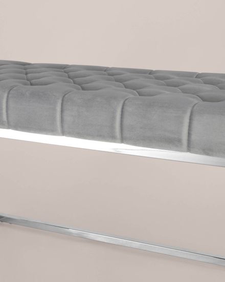 Банкетка ИНСИГНИЯ велюр серый сталь серебро