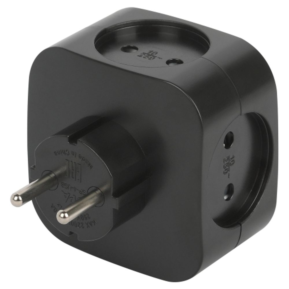 Разветвитель электрический ЭРА SP-4-USB-B на 4 розетки + 2xUSB 2400mA без заземления 10А черный | Тройники