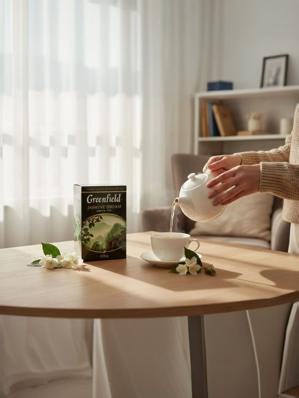 Чай зеленый Greenfield Jasmine Dream с ароматом жасмина, листовой, 200г