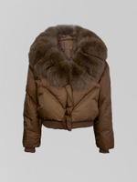 Куртка 18401 однотонная укороченная на молнии с мехом