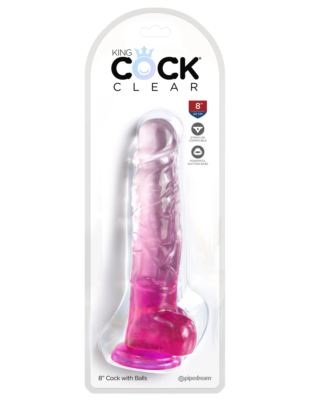 Прозрачный фаллоимитатор King Cock Clear 8 L 22,2 см, ø 5,1 см