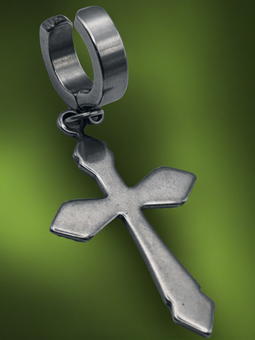 Стальная клипса (без прокола) "Крест большой". Медицинская сталь.