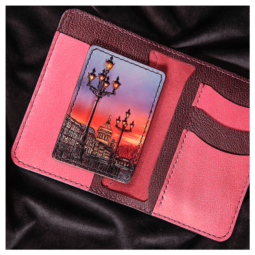 Обложка на паспорт «Городские мотивы» розовая