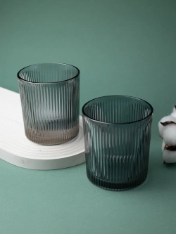 Набор ребристых бокалов для виски, 350 мл. 6 шт. черные