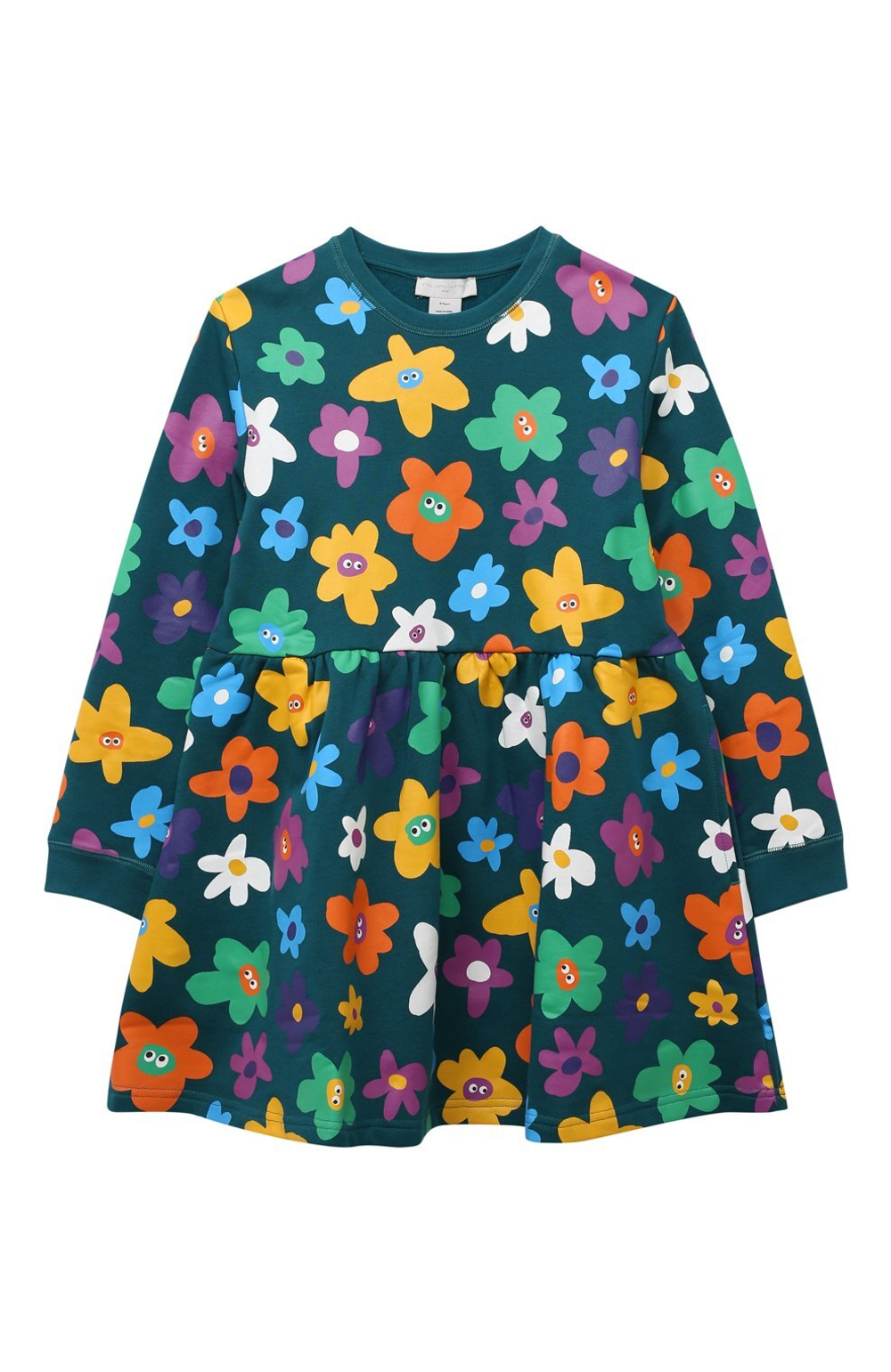 Платье трикотажное STELLA McCARTNEY Темно-зеленый/Термопринт: разноцветные цветы (Девочка)