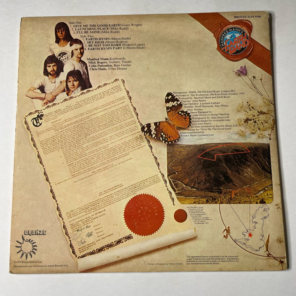Винтажная виниловая пластинка LP Manfred Mann's Earth Band The Good Earth (UK 1974)