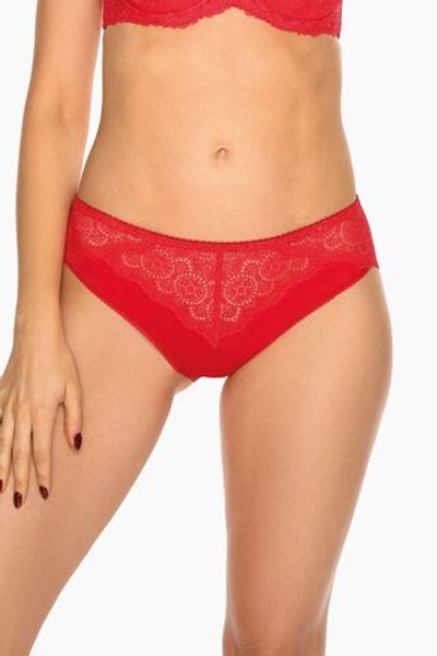 Трусики-слипы из эластичного трикотажа и ажура (Размер: S) (Цвет: красный)