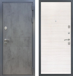 Входная металлическая дверь RеX (РЕКС) 290 Темный бетон / Гладкая Акация светлая поперечная 10мм