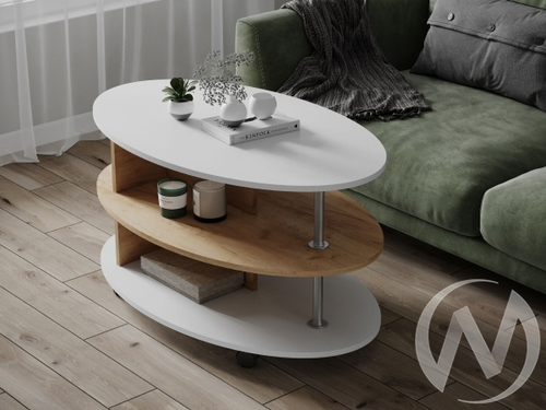 Стол журнальный Консул-4 (белый/дуб крафт золотой)