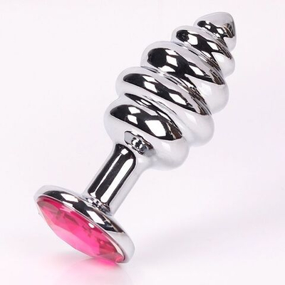 Анальная фигурная пробка с розовым стразом - 8 см. (Цвет: розовый)