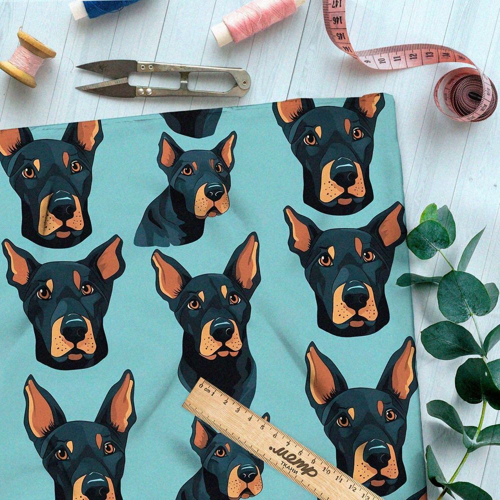 Ткань премиум Оксфорд 600D серьезные псы на голубом