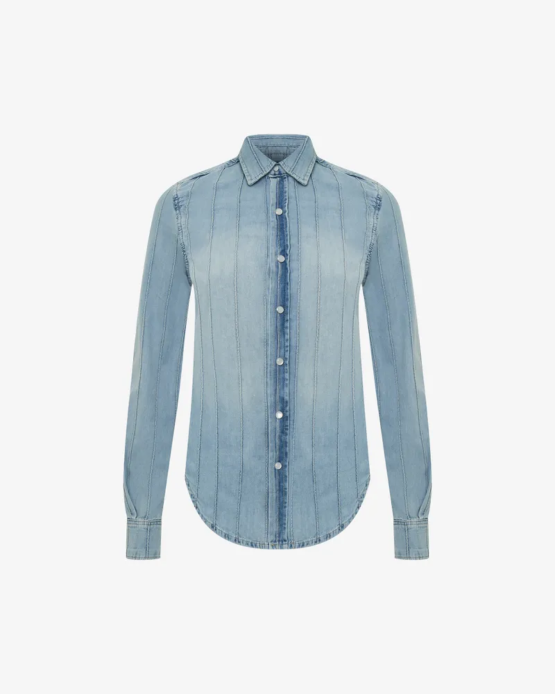 Голубая рубашка из денима в полоску